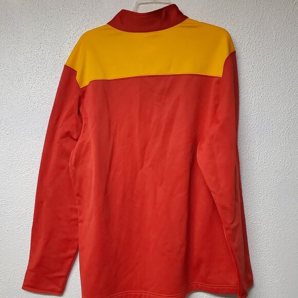 Mens Sweatshirt - NFL Red and Yellow Kansas City Chiefs XL Pullover Quarter Zip - Picture 3 of 4
